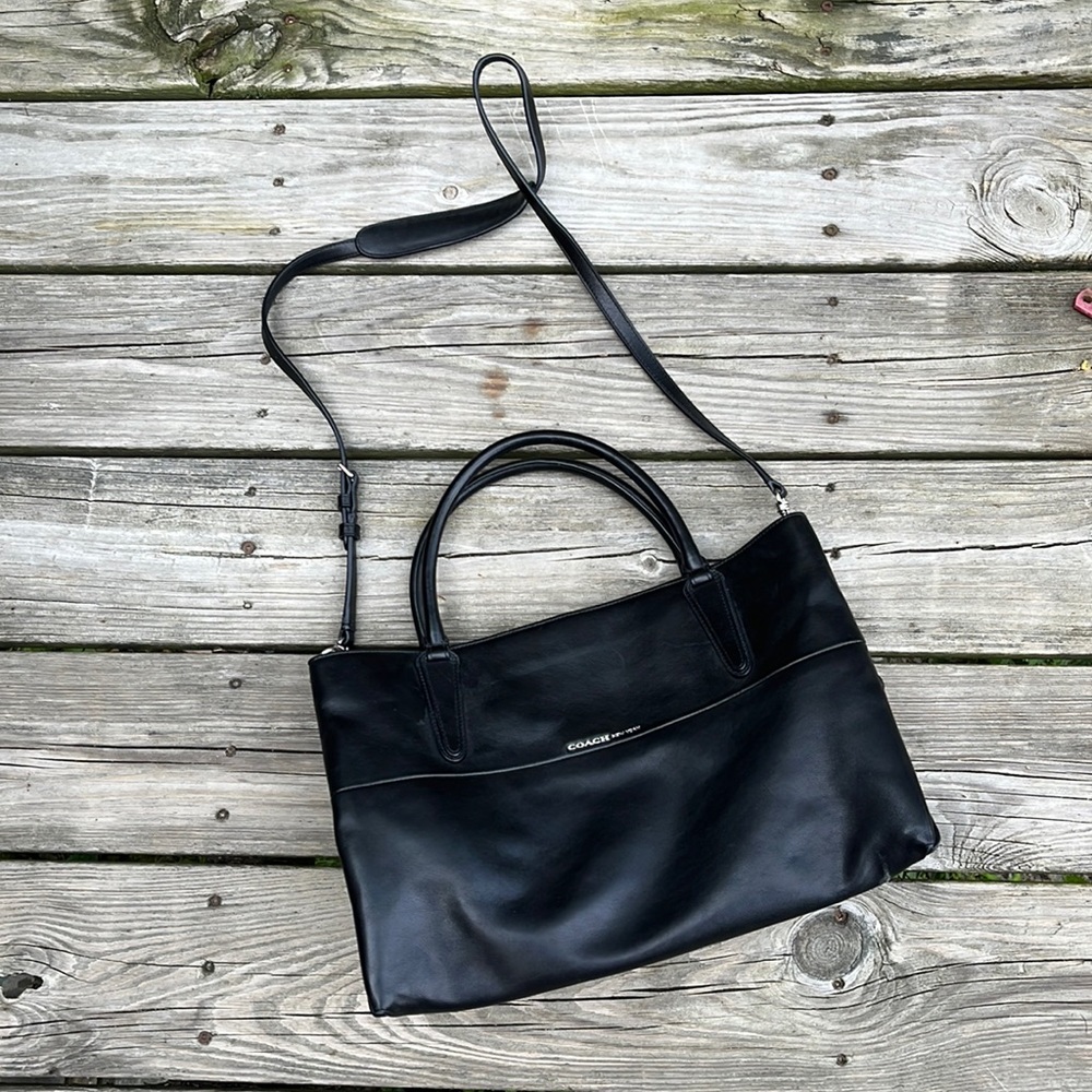 Black leather Coach bag